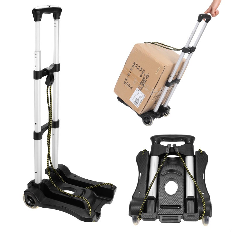 Aceshin Portable Hand Truck Aluminum Folding Luggage Cart Lightweight Compact Trolley with Elastic Hook Rope for Travelling Moving Luggage Personal and Office Use 80 LB - Image 1